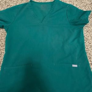 Hunter green figs scrub top.